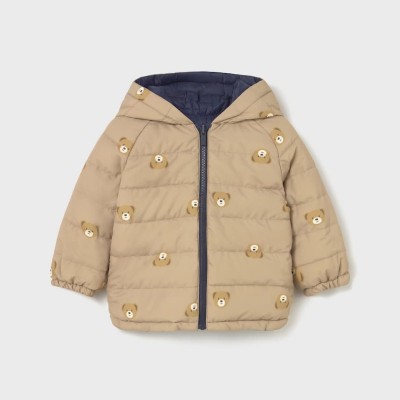 Mayoral – Reversible Baby Jacket Navy/Beige with Bear Print