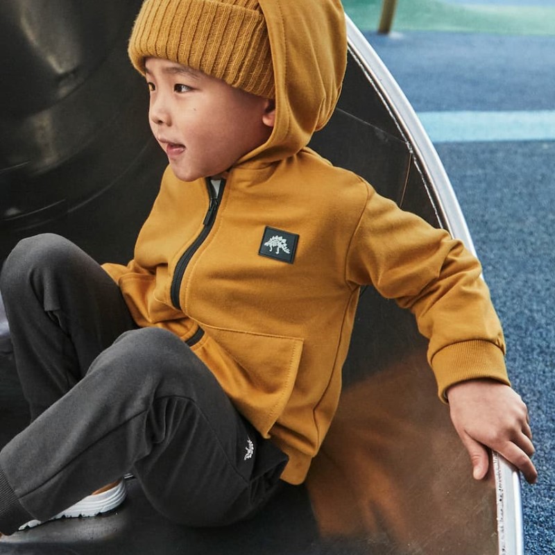 Mayoral Boys’ Mustard Tracksuit Set with Dinosaur Print (3 Pieces) Mayoral Boys’ Mustard Tracksuit Set with Dinosaur Print (3 Pieces)
