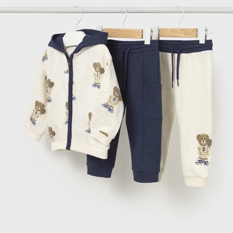 Mayoral – Baby Blue Tracksuit Set with Bears (3 Pieces)