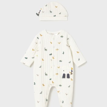 Mayoral – Βρεφικό εκρού φορμάκι με δεινοσαύρους & σκουφάκι (Σετ 2 τεμαχίων) Mayoral – Βρεφικό εκρού φορμάκι με δεινοσαύρους & σκουφάκι (Σετ 2 τεμαχίων)