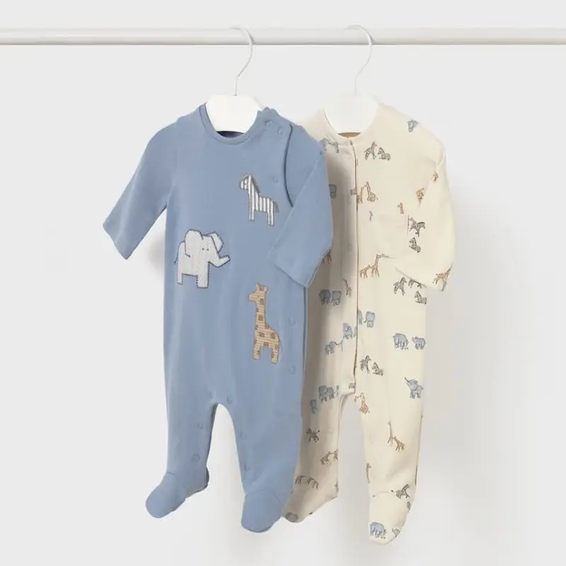 Mayoral – Baby Boys' Sleepsuits with Jungle Animals Light Blue