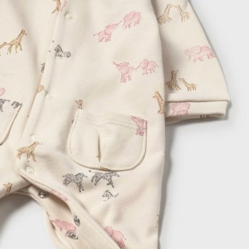 Mayoral – Baby Girls’ Ivory & Pink Pyjamas/Rompers with Jungle Animals (Set of 2)