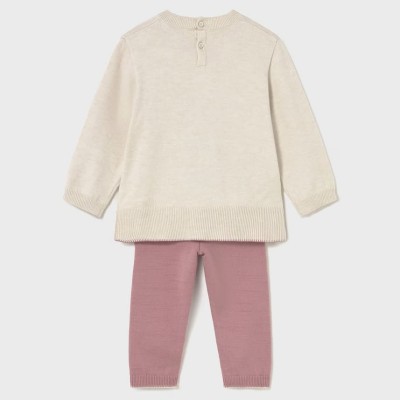 Mayoral – Baby Girl Pink Knitted Set with Bear (2 Pieces)