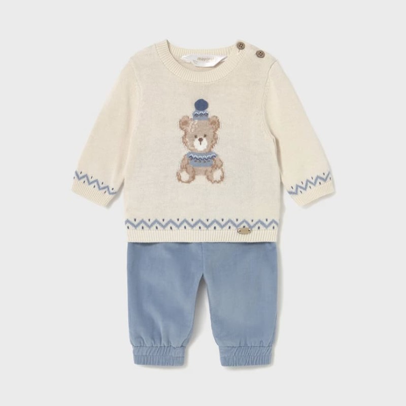 Mayoral – Baby Boy Outfit Set with Teddy Bear Print