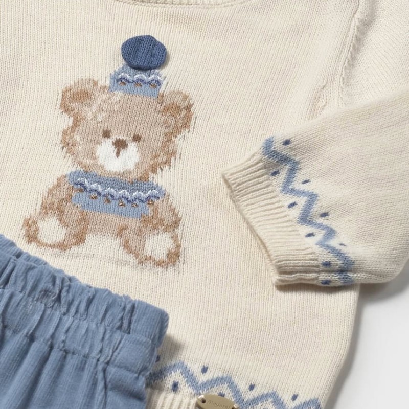 Mayoral – Baby Boy Outfit Set with Teddy Bear Print