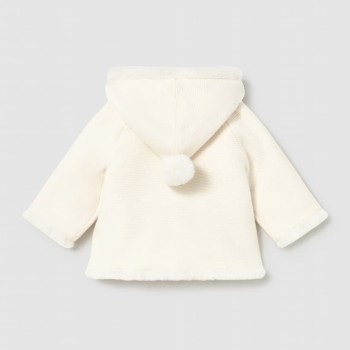 Mayoral – Βρεφική Κρεμ Πλεκτή Ζακέτα με Κουκούλα