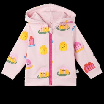 Stella McCartney Βρεφική Ροζ Ζακέτα με Κουκούλα και Χαμογελαστά Καρτουνίστικα Ζελεδάκια
