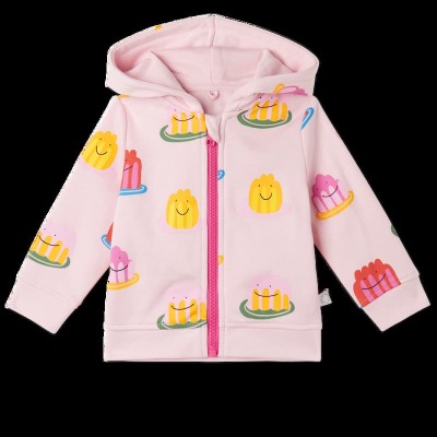 Stella McCartney Βρεφική Ροζ Ζακέτα με Κουκούλα και Χαμογελαστά Καρτουνίστικα Ζελεδάκια