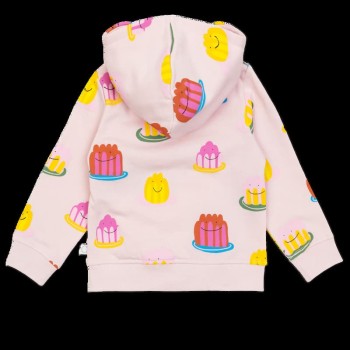 Stella McCartney Βρεφική Ροζ Ζακέτα με Κουκούλα και Χαμογελαστά Καρτουνίστικα Ζελεδάκια