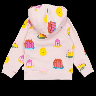 Stella McCartney Βρεφική Ροζ Ζακέτα με Κουκούλα και Χαμογελαστά Καρτουνίστικα Ζελεδάκια