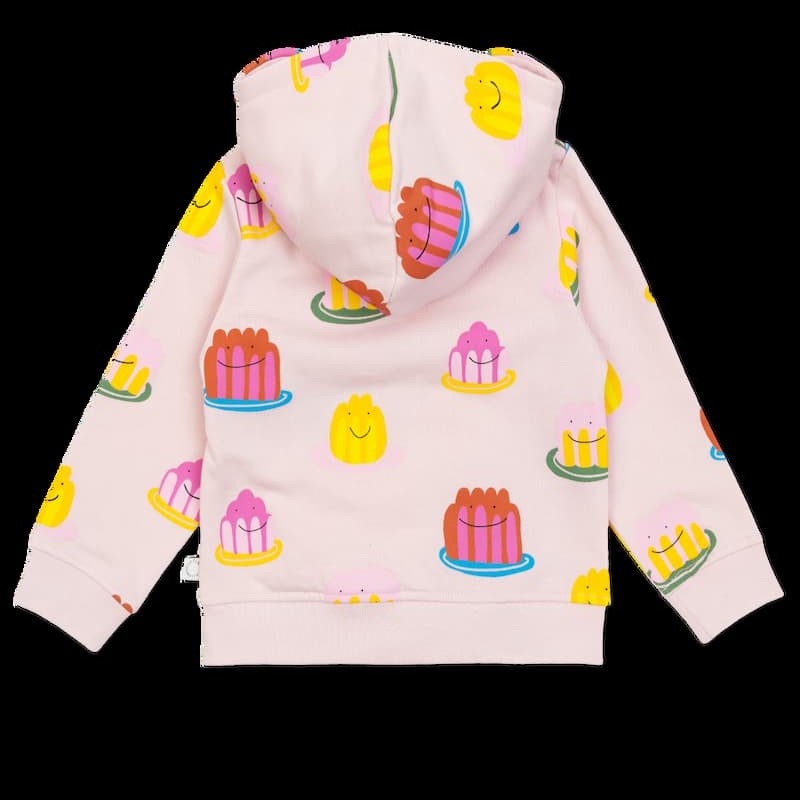 Stella McCartney Βρεφική Ροζ Ζακέτα με Κουκούλα και Χαμογελαστά Καρτουνίστικα Ζελεδάκια