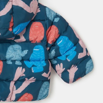 Stella Mc Cartney Monster Print Hooded Puffer Coat