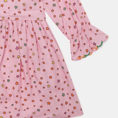 Stella McCartney Παιδικό Ροζ Μακρυμάνικο Φόρεμα με Πολύχρωμα Αστέρια