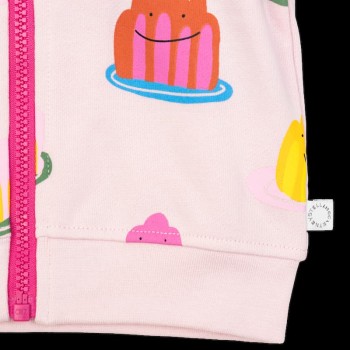 Stella McCartney Βρεφική Ροζ Ζακέτα με Κουκούλα και Χαμογελαστά Καρτουνίστικα Ζελεδάκια