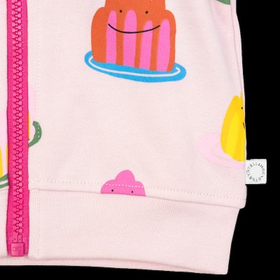 Stella McCartney Βρεφική Ροζ Ζακέτα με Κουκούλα και Χαμογελαστά Καρτουνίστικα Ζελεδάκια