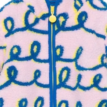 Stella McCartney Kids Pink Fuzzy Jacket with Blue and Yellow Details