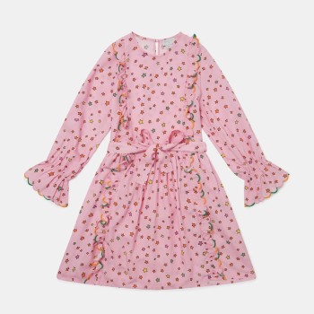 Stella McCartney Παιδικό Ροζ Μακρυμάνικο Φόρεμα με Πολύχρωμα Αστέρια