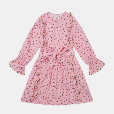 Stella McCartney Παιδικό Ροζ Μακρυμάνικο Φόρεμα με Πολύχρωμα Αστέρια