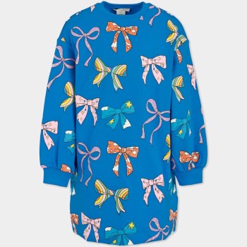 Stella McCartney Παιδικό Κοριτσίστικο Μπλε Ρουά Μπλουζοφόρεμα με Πολύχρωμους Φιόγκους