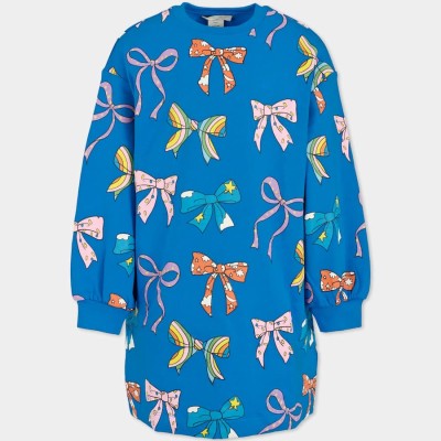 Stella McCartney Παιδικό Κοριτσίστικο Μπλε Ρουά Μπλουζοφόρεμα με Πολύχρωμους Φιόγκους