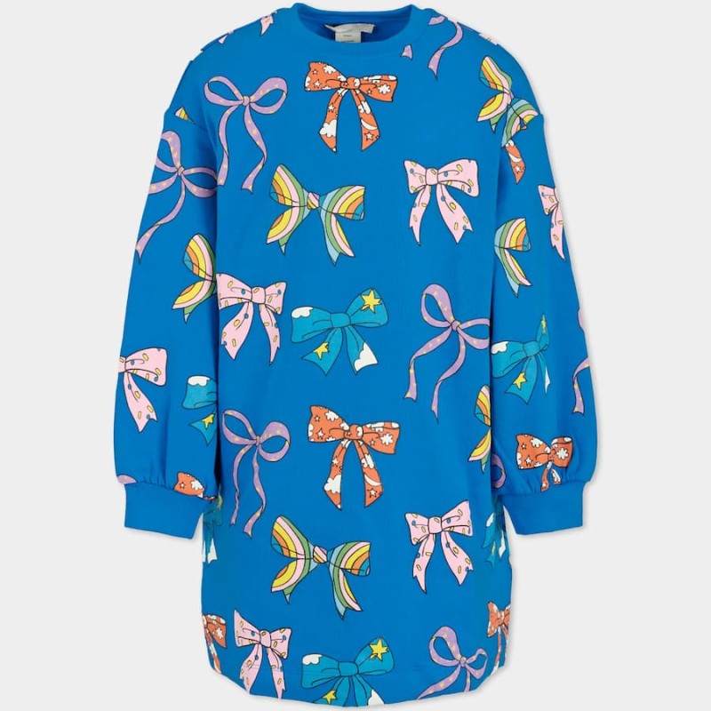 Stella McCartney Παιδικό Κοριτσίστικο Μπλε Ρουά Μπλουζοφόρεμα με Πολύχρωμους Φιόγκους