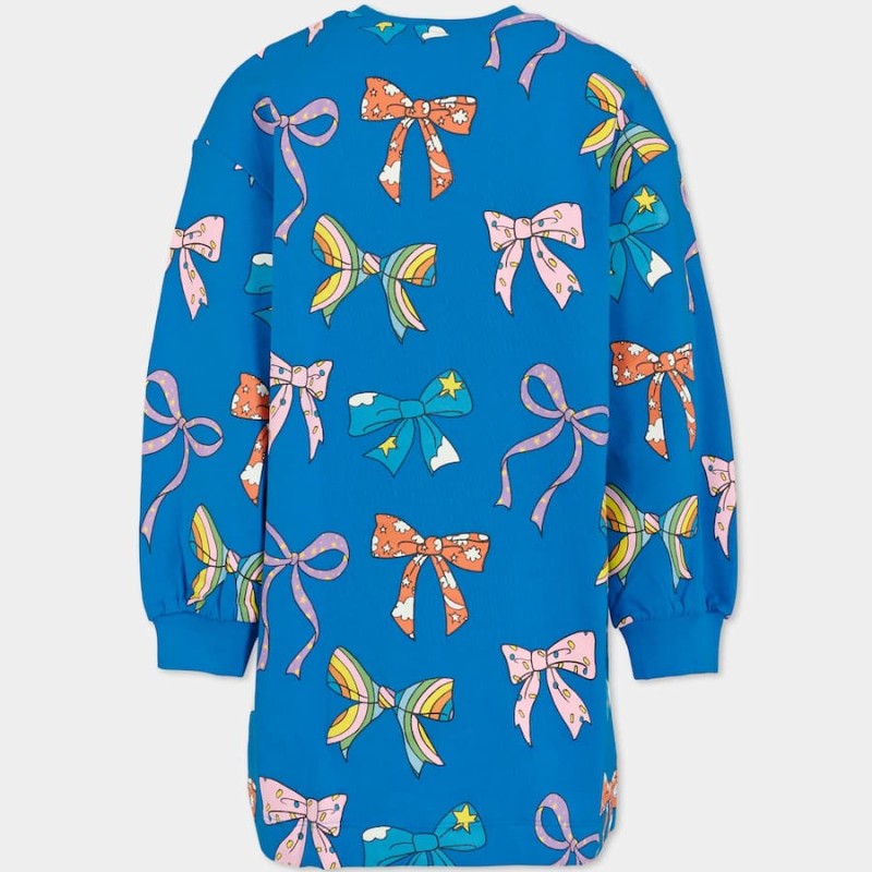 Stella McCartney Παιδικό Κοριτσίστικο Μπλε Ρουά Μπλουζοφόρεμα με Πολύχρωμους Φιόγκους