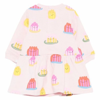 Stella McCartney Baby Pink Long-Sleeve Dress with Colourful Smiley Faces