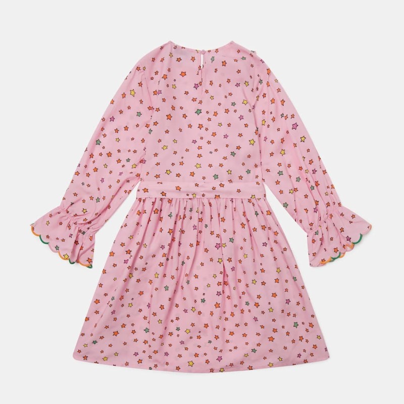 Stella McCartney Παιδικό Ροζ Μακρυμάνικο Φόρεμα με Πολύχρωμα Αστέρια