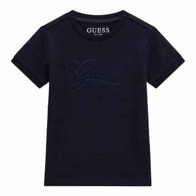 Guess Παιδικό Κοντομάνικο T-shirt Jacquard Μπλε Σκούρο για Αγόρι Guess Παιδικό Κοντομάνικο T-shirt Jacquard Μπλε Σκούρο για Αγόρι
