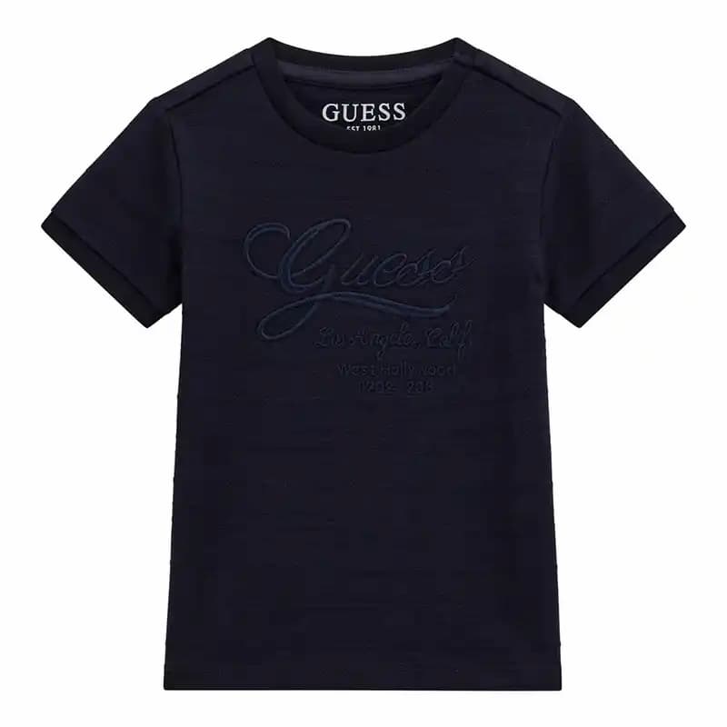 Guess Παιδικό Κοντομάνικο T-shirt Jacquard Μπλε Σκούρο για Αγόρι Guess Παιδικό Κοντομάνικο T-shirt Jacquard Μπλε Σκούρο για Αγόρι