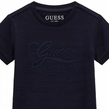 Guess Boys’ Navy Blue Jacquard T-Shirt with Embroidered Logo