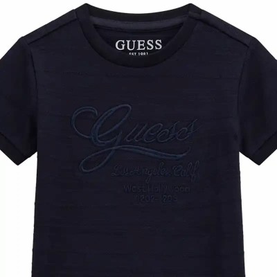 Guess Παιδικό Κοντομάνικο T-shirt Jacquard Μπλε Σκούρο για Αγόρι Guess Παιδικό Κοντομάνικο T-shirt Jacquard Μπλε Σκούρο για Αγόρι