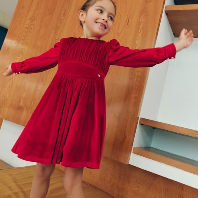 Abel & Lula  Κόκκινο Βελούδινο Φόρεμα