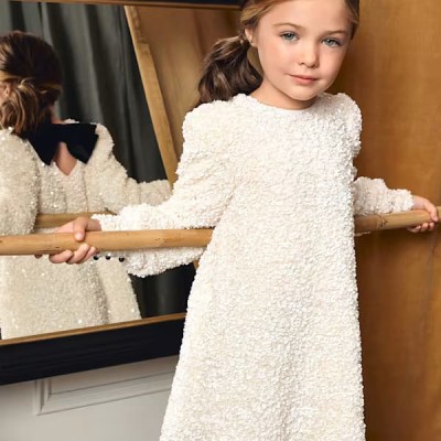 Abel & Lula Λευκό Με Πούλιες Φόρεμα