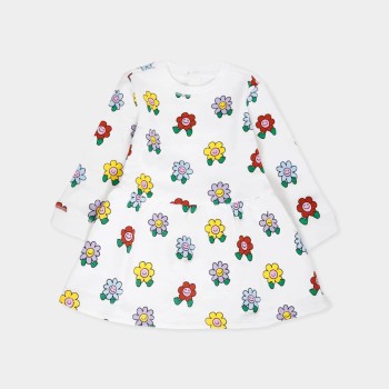 Stella McCartney White Dress for Baby Girl with Flowers Stella McCartney White Dress for Baby Girl with Flowers