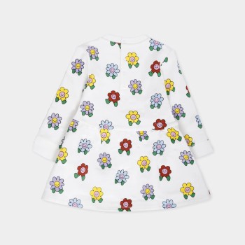 Stella McCartney White Dress for Baby Girl with Flowers Stella McCartney White Dress for Baby Girl with Flowers