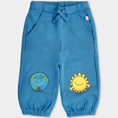 Stella McCartney Blue Pants for Baby Boy with Smiling Sun and World