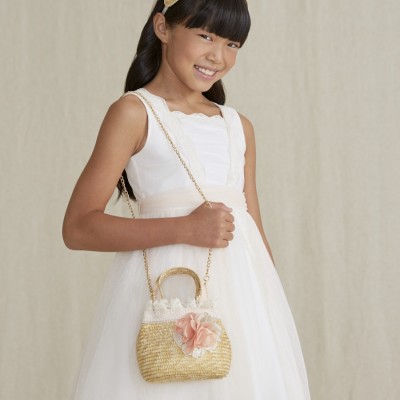 Abel and Lula Children's Straw Bag with Salmon Flowers Abel and Lula Children's Straw Bag with Salmon Flowers