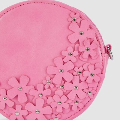 Abel and Lula Children's Round Fuchsia Handbag with Flowers