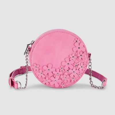 Abel and Lula Children's Round Fuchsia Handbag with Flowers