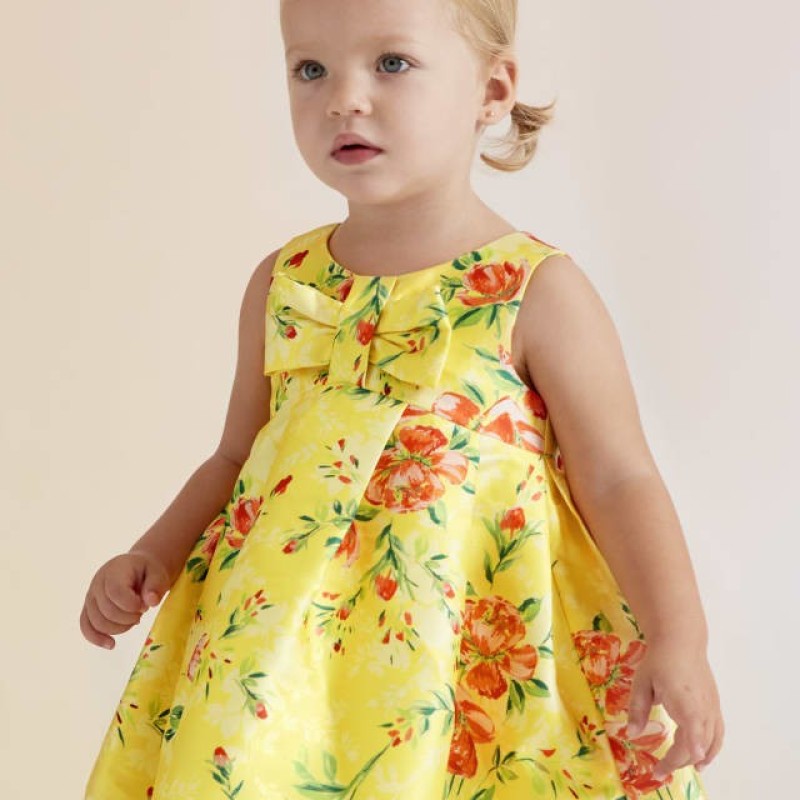 Abel & Lula Baby Yellow Dress With Flowers Abel & Lula Baby Yellow Dress With Flowers