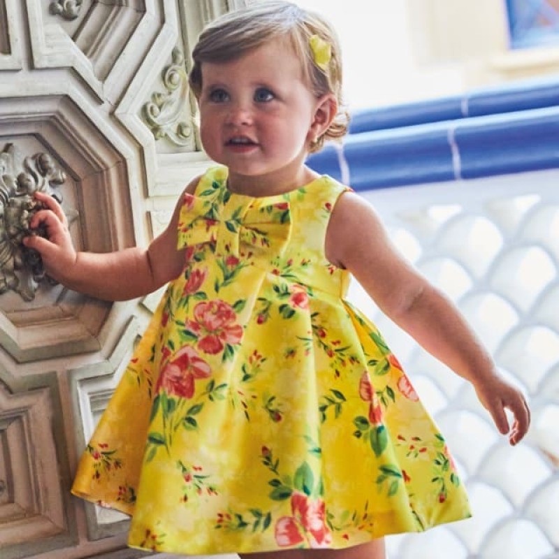 Abel & Lula Baby Yellow Dress With Flowers Abel & Lula Baby Yellow Dress With Flowers