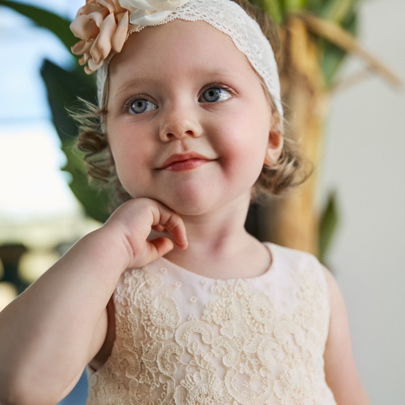 Abel & Lula Baby Dress Salmon With Embroidered Tulle