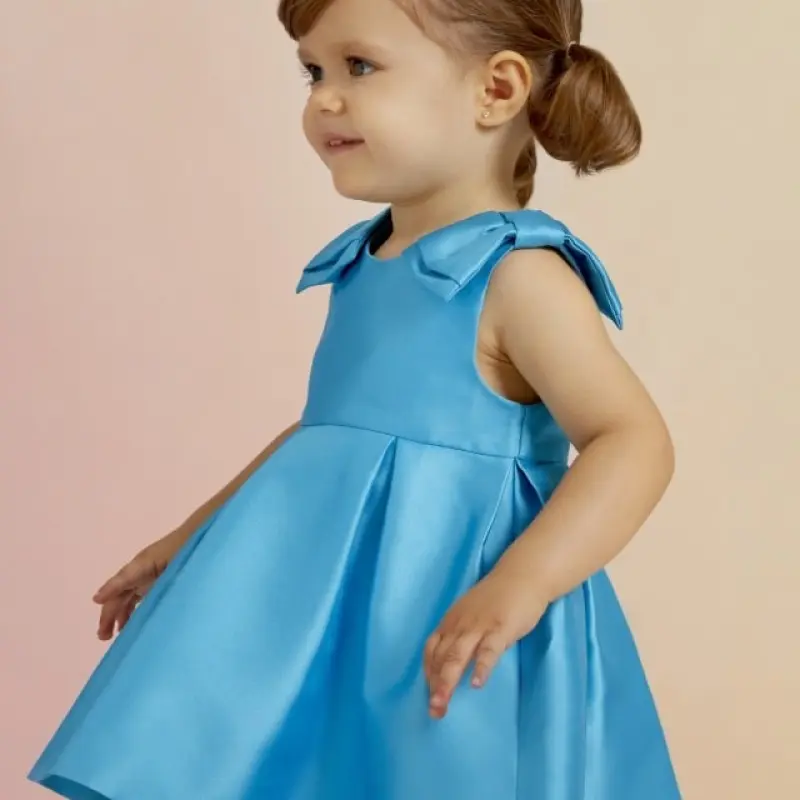 Abel & Lula Baby Dress Turquoise With Ribbons Abel & Lula Baby Dress Turquoise With Ribbons