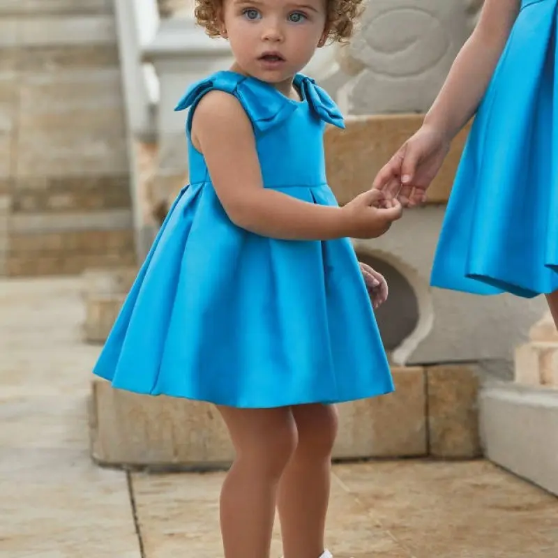 Abel & Lula Baby Dress Turquoise With Ribbons Abel & Lula Baby Dress Turquoise With Ribbons