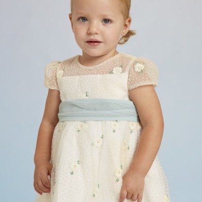 Abel & Lula Baby White Tulle Floral Dress