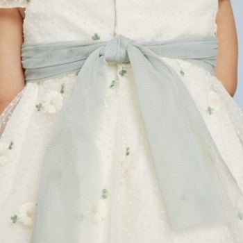 Abel & Lula Bρεφικό Λευκό Τούλινο Φόρεμα Με Λουλούδια