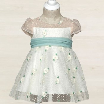 Abel & Lula Bρεφικό Λευκό Τούλινο Φόρεμα Με Λουλούδια