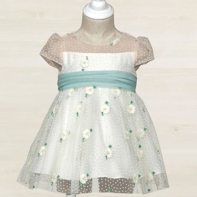 Abel & Lula Baby White Tulle Floral Dress