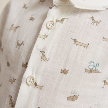 Abel & Lula Βρεφικό Mπέζ Με Σκυλάκια Πουκάμισο